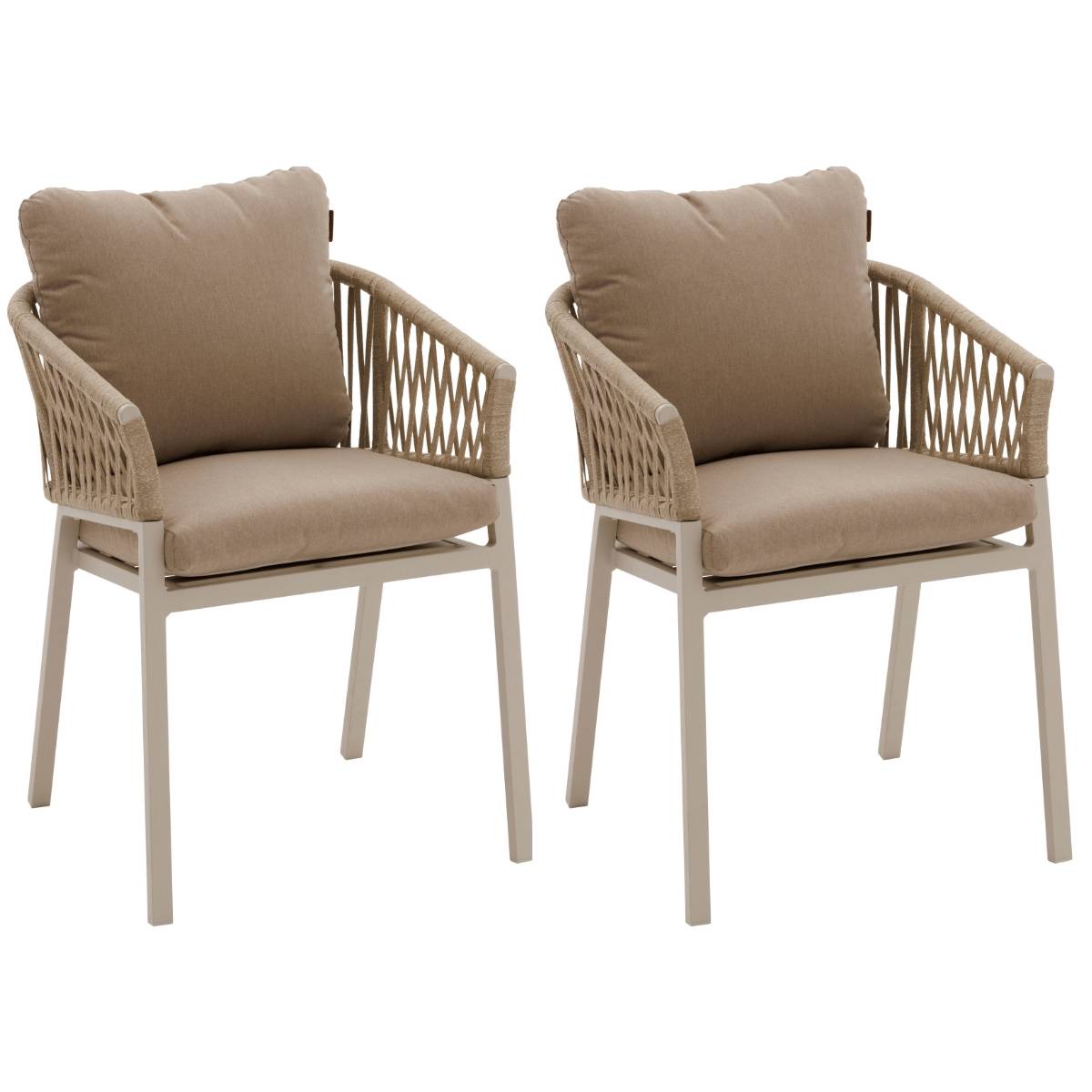 Hesperide - Lot de 2 fauteuils de jardin "Oriengo" beige & argile aluminium mailles tressées et polyester - Hespéride - Image 1