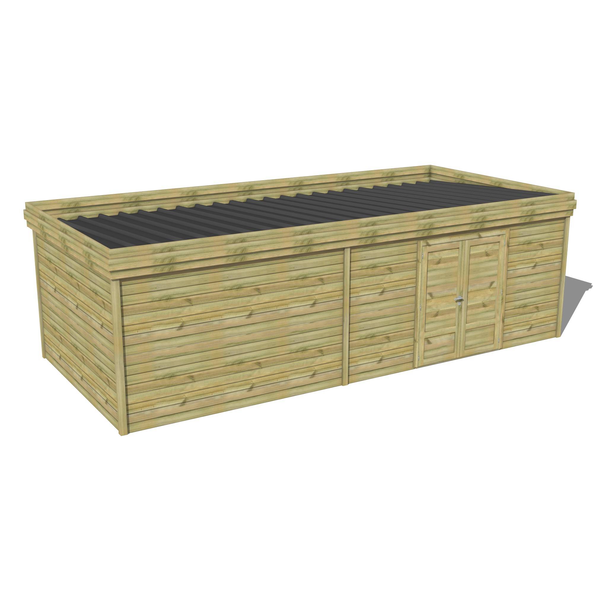 Abri Français - ABRI DE JARDIN bois Pin traité autoclave 27mm - 7,695x3,44m / 26m2 - Bac acier - Abri Français - Image 1