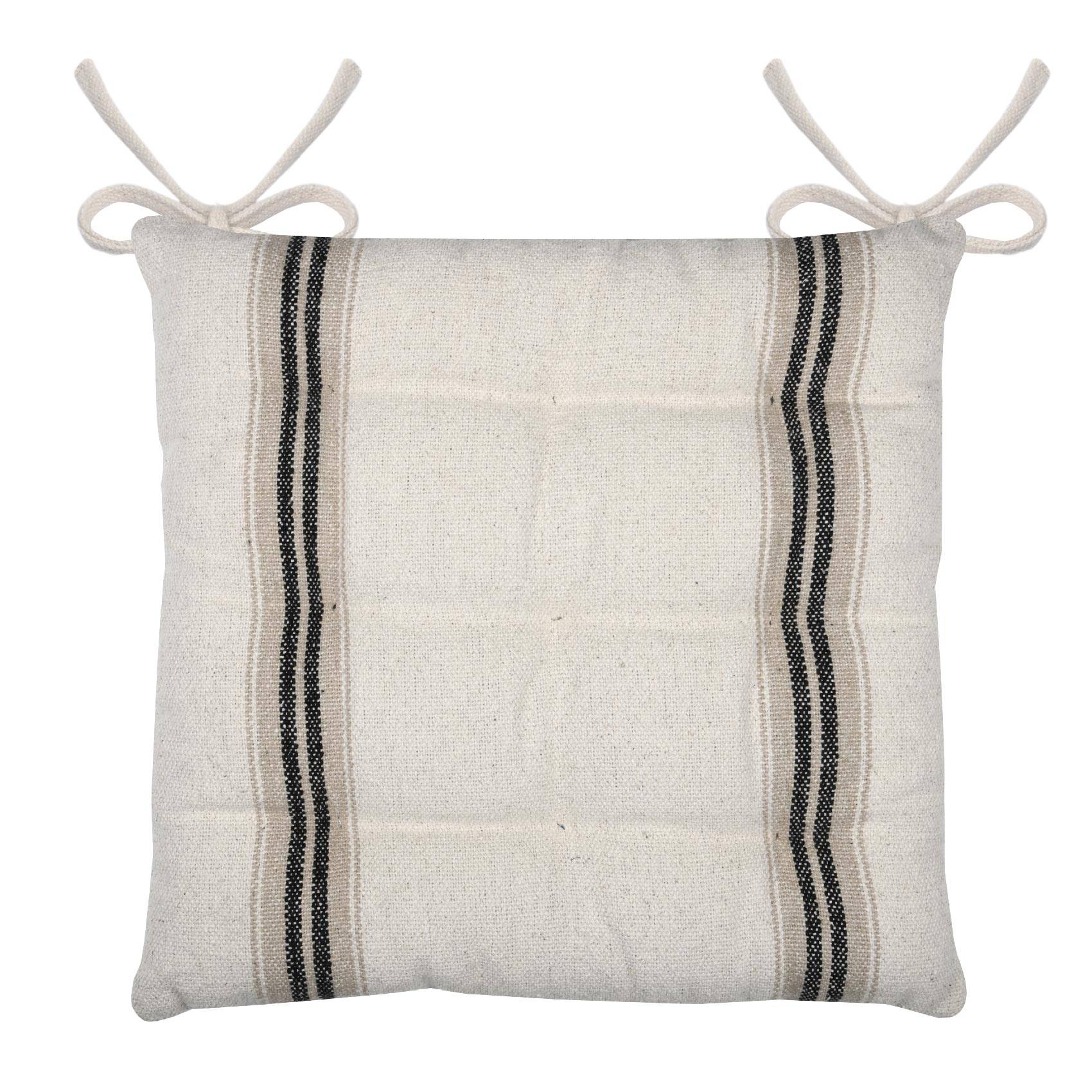 Lovely Casa - Galette de chaise - - Effet tapissier d'antan - LOVELY CASA - Coton - Noir - Image 1