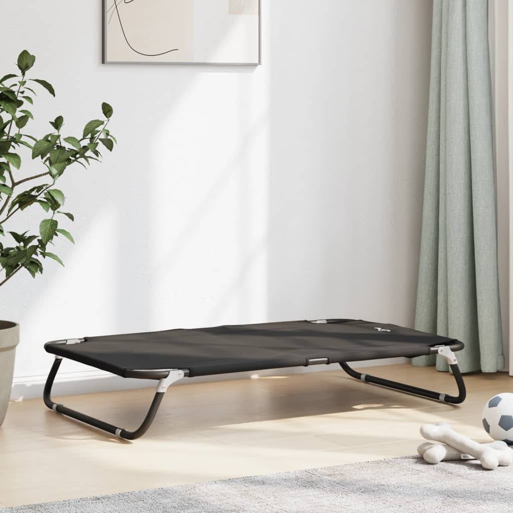 Lit pour chien tissu Oxford et acier anthracite 105 x 65 x 18 cm - PANGIVO - Image 3