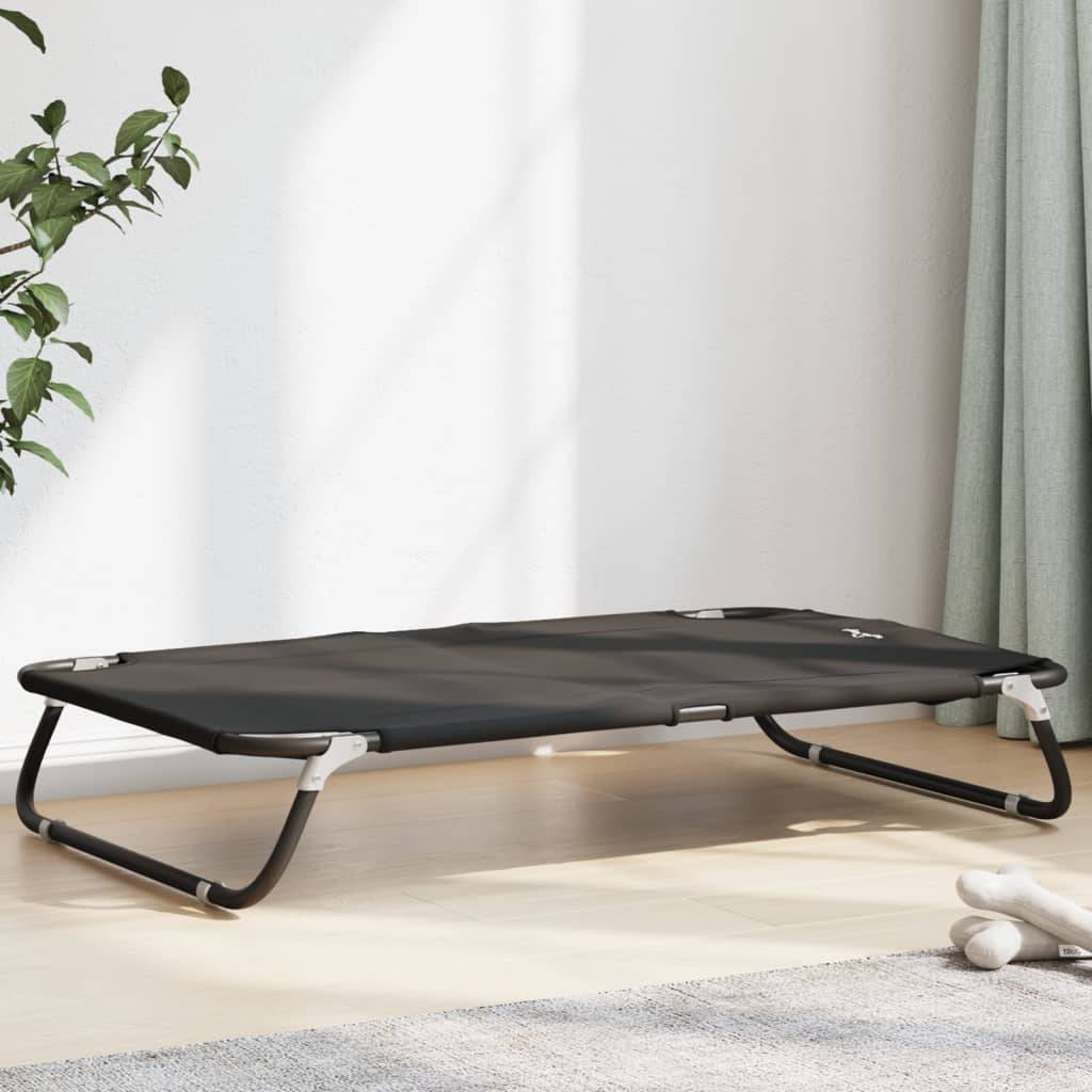 Lit pour chien tissu Oxford et acier anthracite 105 x 65 x 18 cm - PANGIVO - Image 1