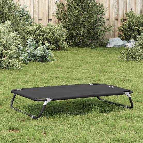 Lit pour chien tissu Oxford et acier anthracite 105 x 65 x 18 cm - PANGIVO - Image 4