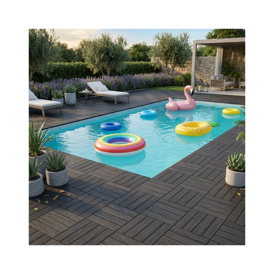 Dalle PVC clipsable autoportante "Effet bois" - Marron taupe 39 x 39 cm - ArtPlast - Image 4