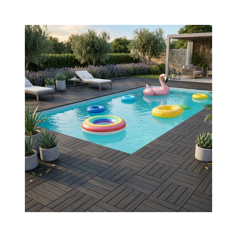 Dalle PVC clipsable autoportante "Effet bois" - Marron taupe 39 x 39 cm - ArtPlast - Image 4