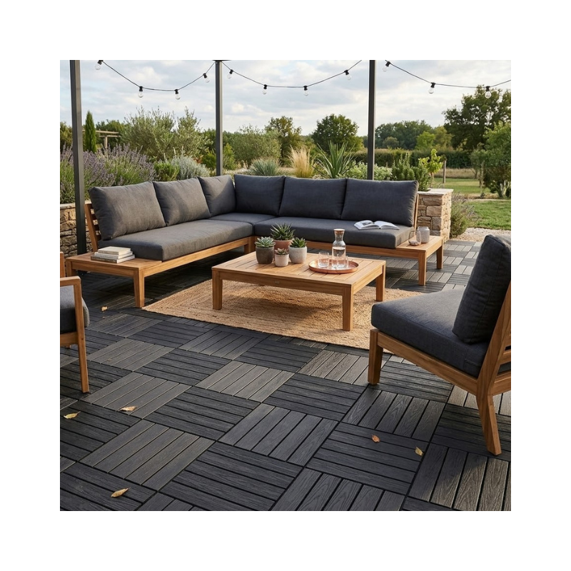 Dalle PVC clipsable autoportante "Effet bois" - Marron taupe 39 x 39 cm - ArtPlast - Image 2