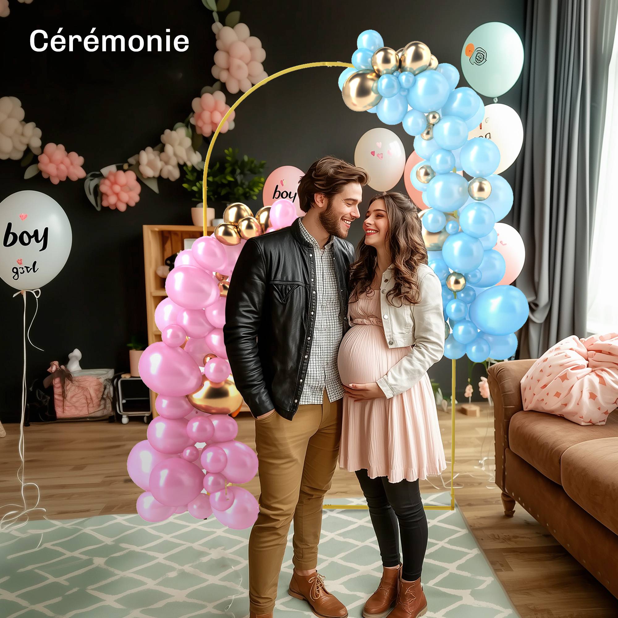 Arche Cérémonie Métal Décoration Mariage Anniversaire Support Ballons Fleurs 120x220cm Or - ComfortXL Outdoor Living - Image 10