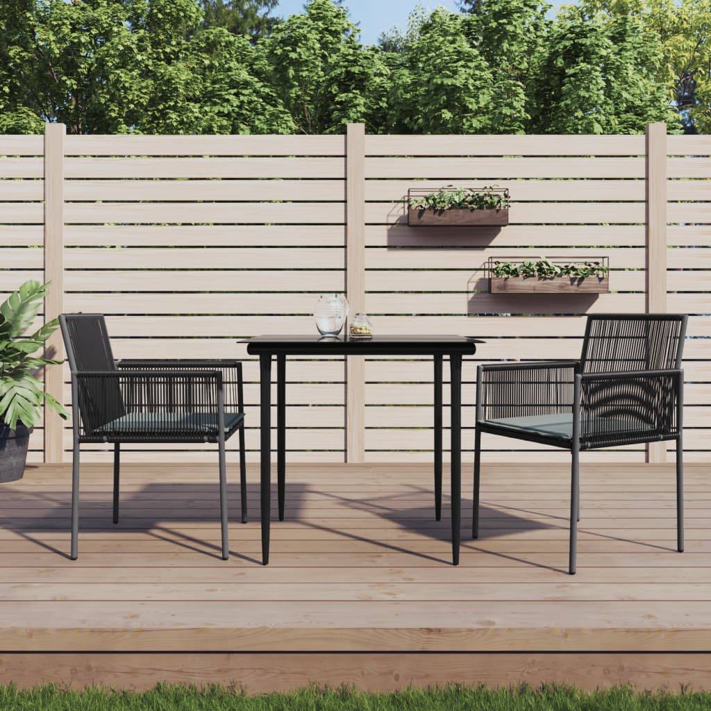 PANGIVO - Chaises de jardin rotin noir 54 x 60.5 x 83.5 cm avec coussins - PANGIVO - Image 1