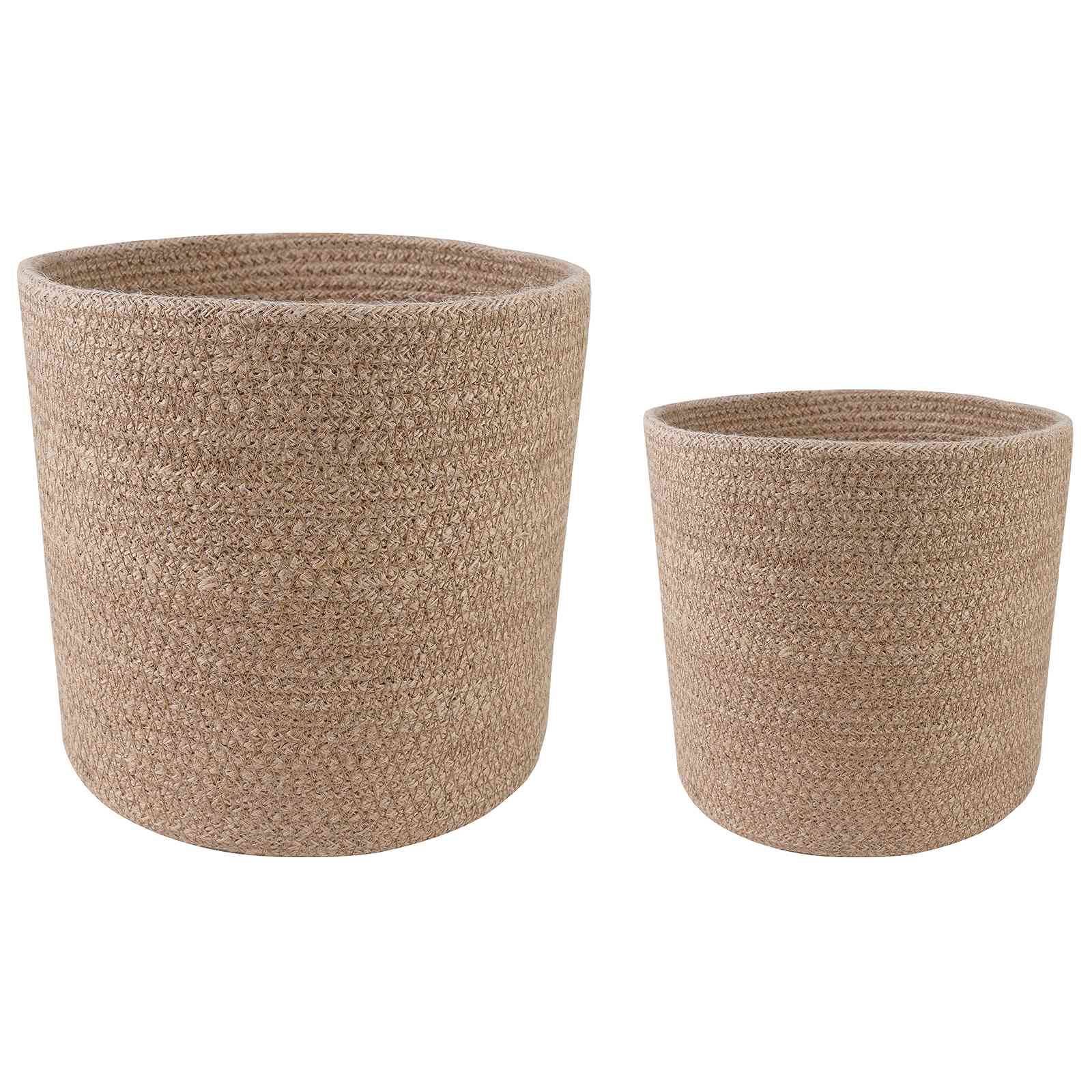 ComfortXL - Lot Cache-Pots Cylindriques Jute Extérieur Mise En Valeur Verdure Diamètre 28cm Naturel - ComfortXL Outdoor Living - Image 2