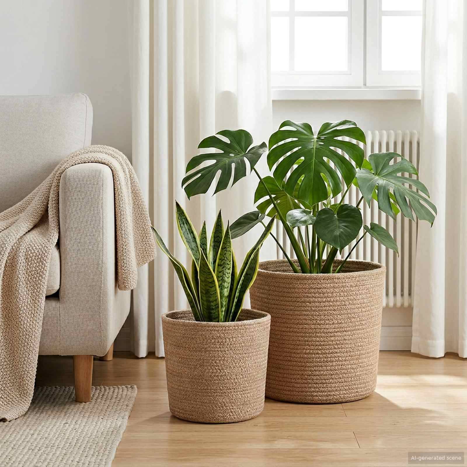 ComfortXL - Lot Cache-Pots Cylindriques Jute Extérieur Mise En Valeur Verdure Diamètre 28cm Naturel - ComfortXL Outdoor Living - Image 1