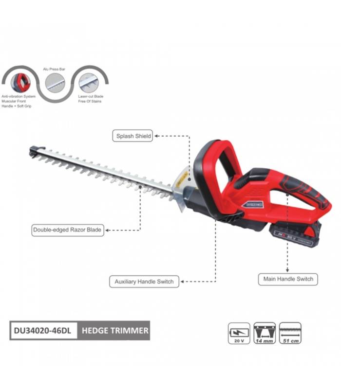 Pack Taille-haie électrique sans fil 20V, Lame 51 cm, batterie incluse - DUNSCH 34020-46DL - Image 2