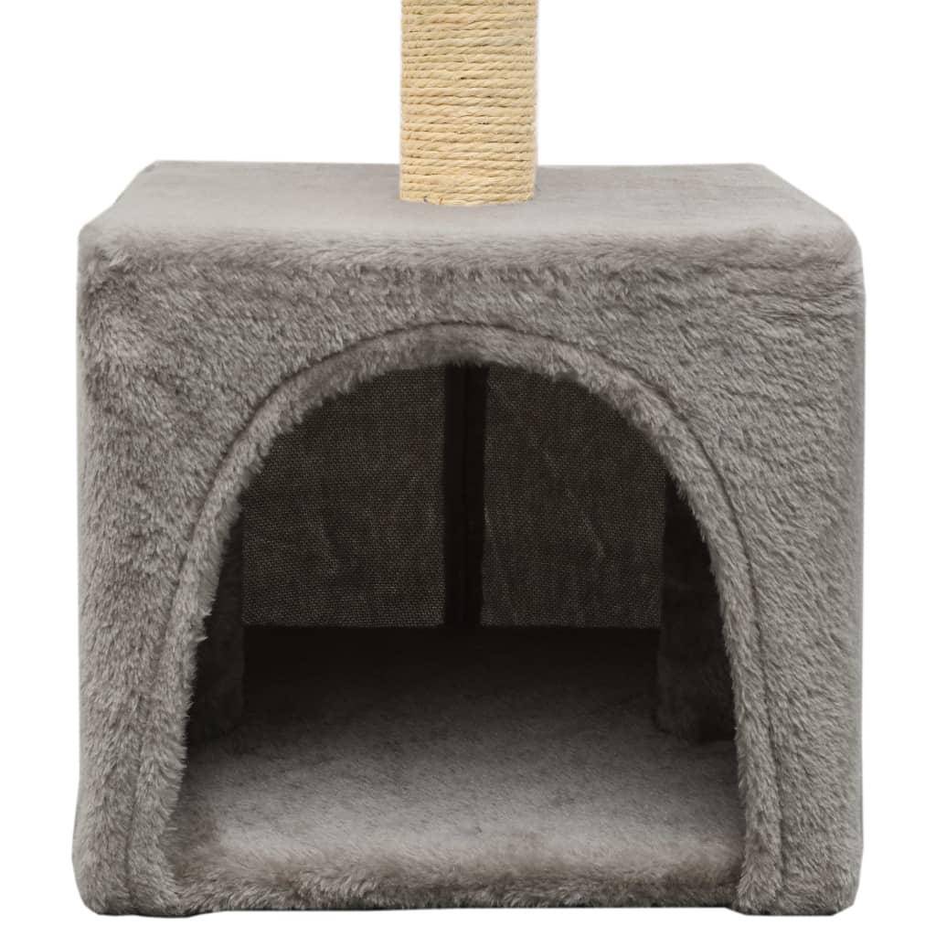 Helloshop26 - Arbre à chat griffoir grattoir niche jouet animaux peluché en sisal 55 cm gris - Image 5