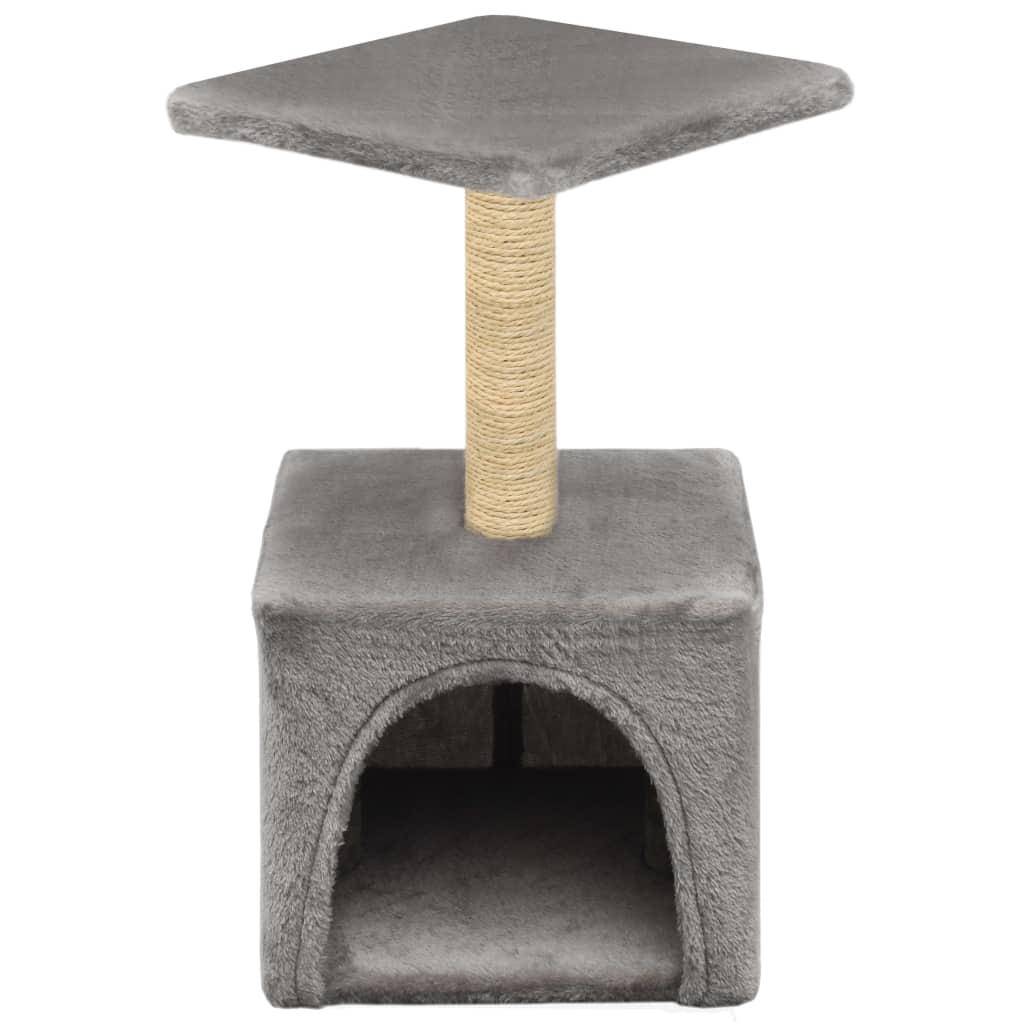 Helloshop26 - Arbre à chat griffoir grattoir niche jouet animaux peluché en sisal 55 cm gris - Image 3