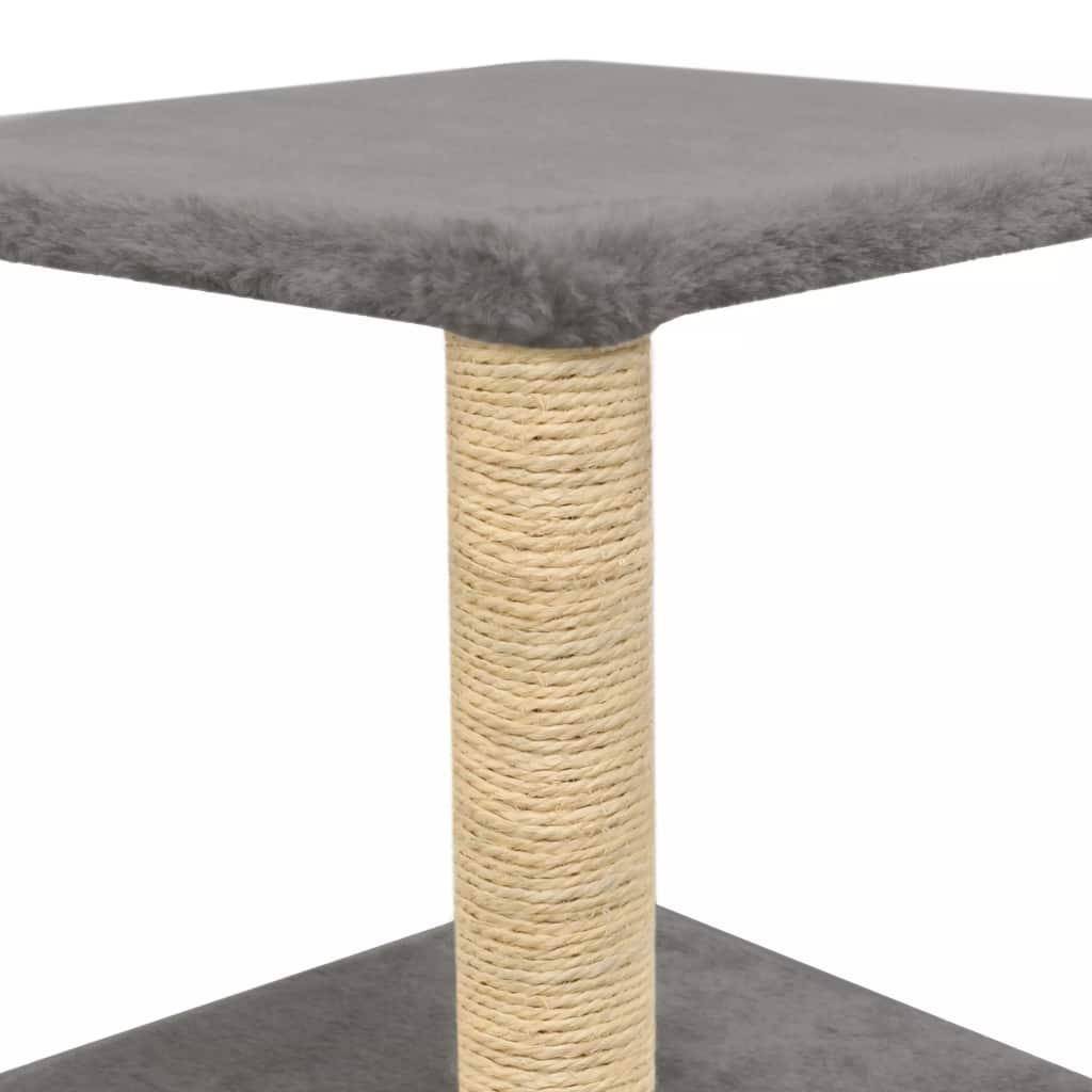 Helloshop26 - Arbre à chat griffoir grattoir niche jouet animaux peluché en sisal 55 cm gris - Image 6