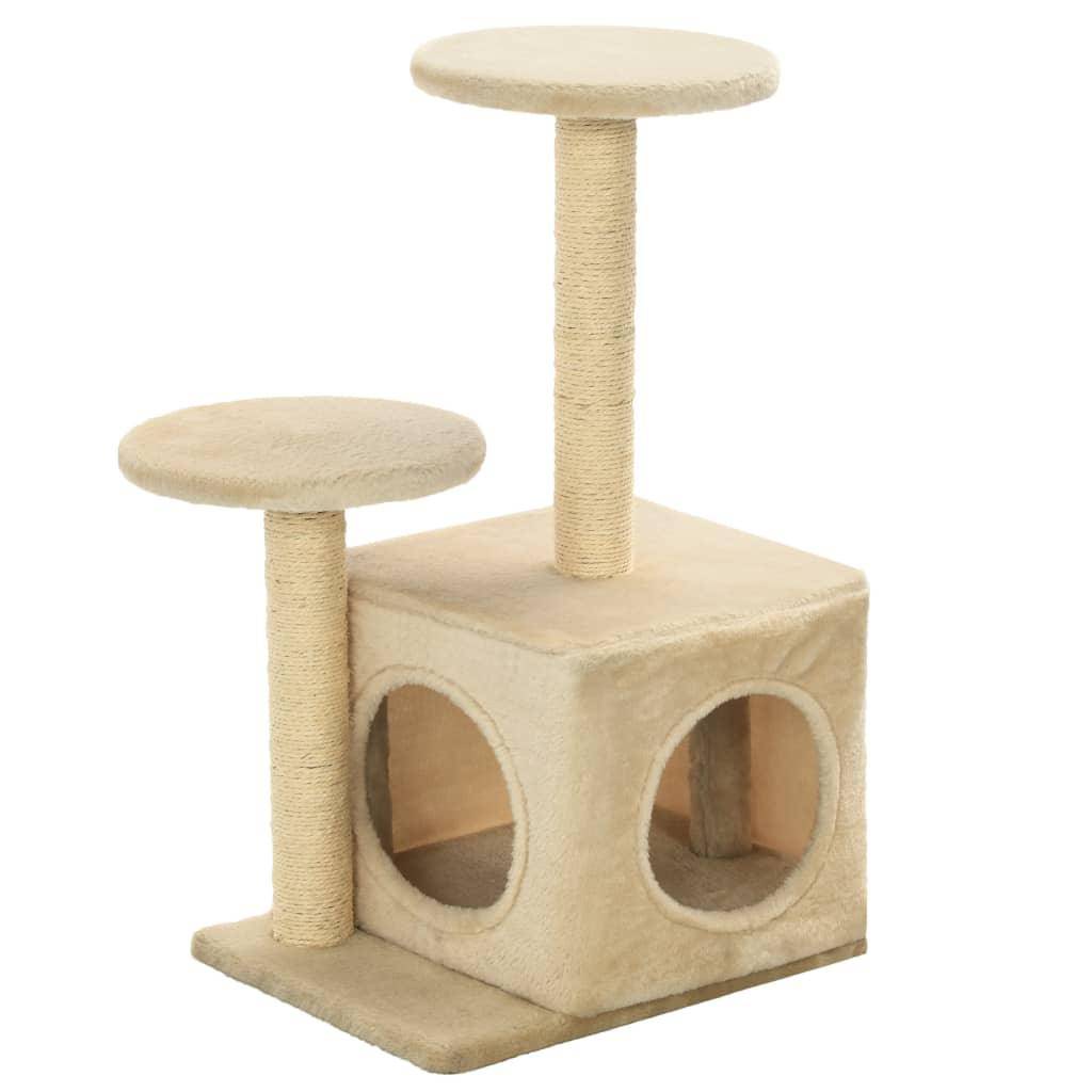 Helloshop26 - Arbre à chat griffoir grattoir niche jouet animaux peluché en sisal 60 cm beige - Image 2