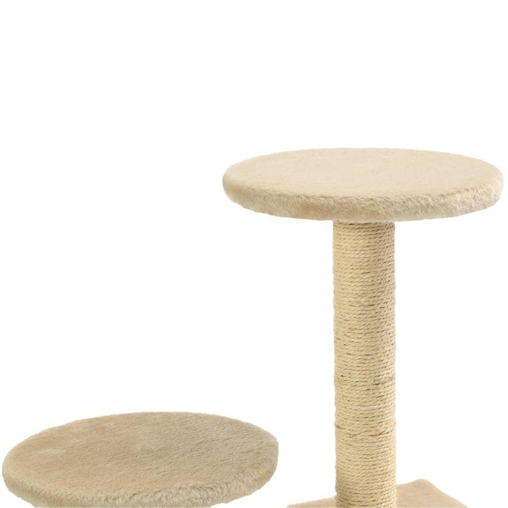 Helloshop26 - Arbre à chat griffoir grattoir niche jouet animaux peluché en sisal 60 cm beige - Image 6