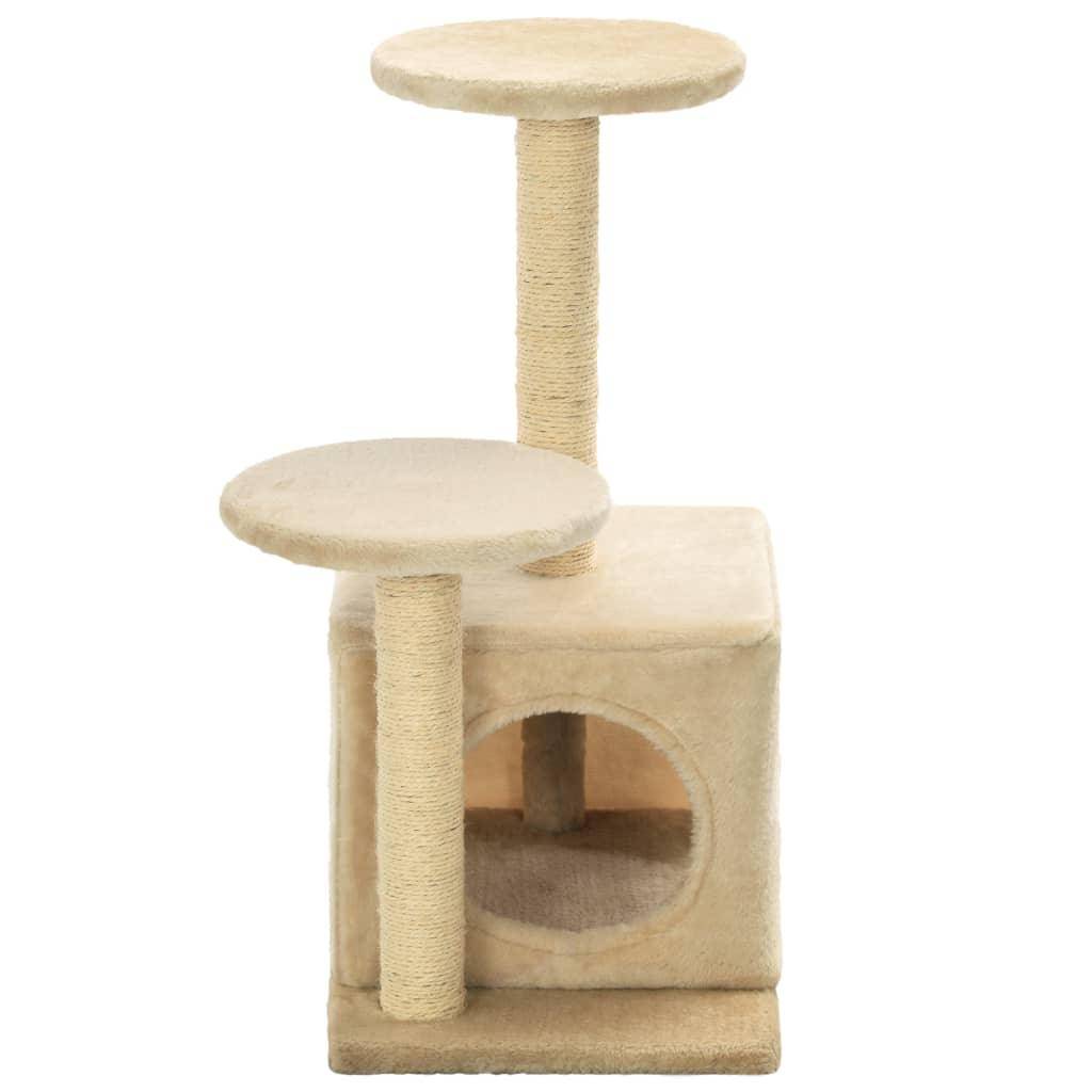 Helloshop26 - Arbre à chat griffoir grattoir niche jouet animaux peluché en sisal 60 cm beige - Image 5