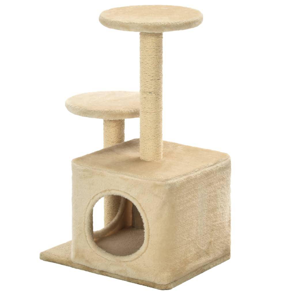 Helloshop26 - Arbre à chat griffoir grattoir niche jouet animaux peluché en sisal 60 cm beige - Image 4