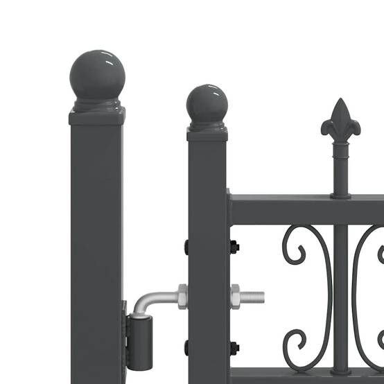 Portail Jardin Double Battant Acier Style Fer Forgé Pointe de Lance 305x151 cm Gris - ComfortXL Outdoor Living - Image 5