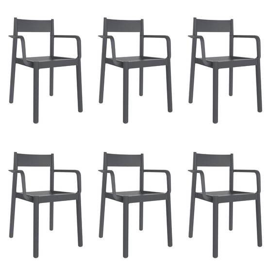 Set 6 fauteuils intérieur, extérieur gris foncé DANNA garbar - Image 1