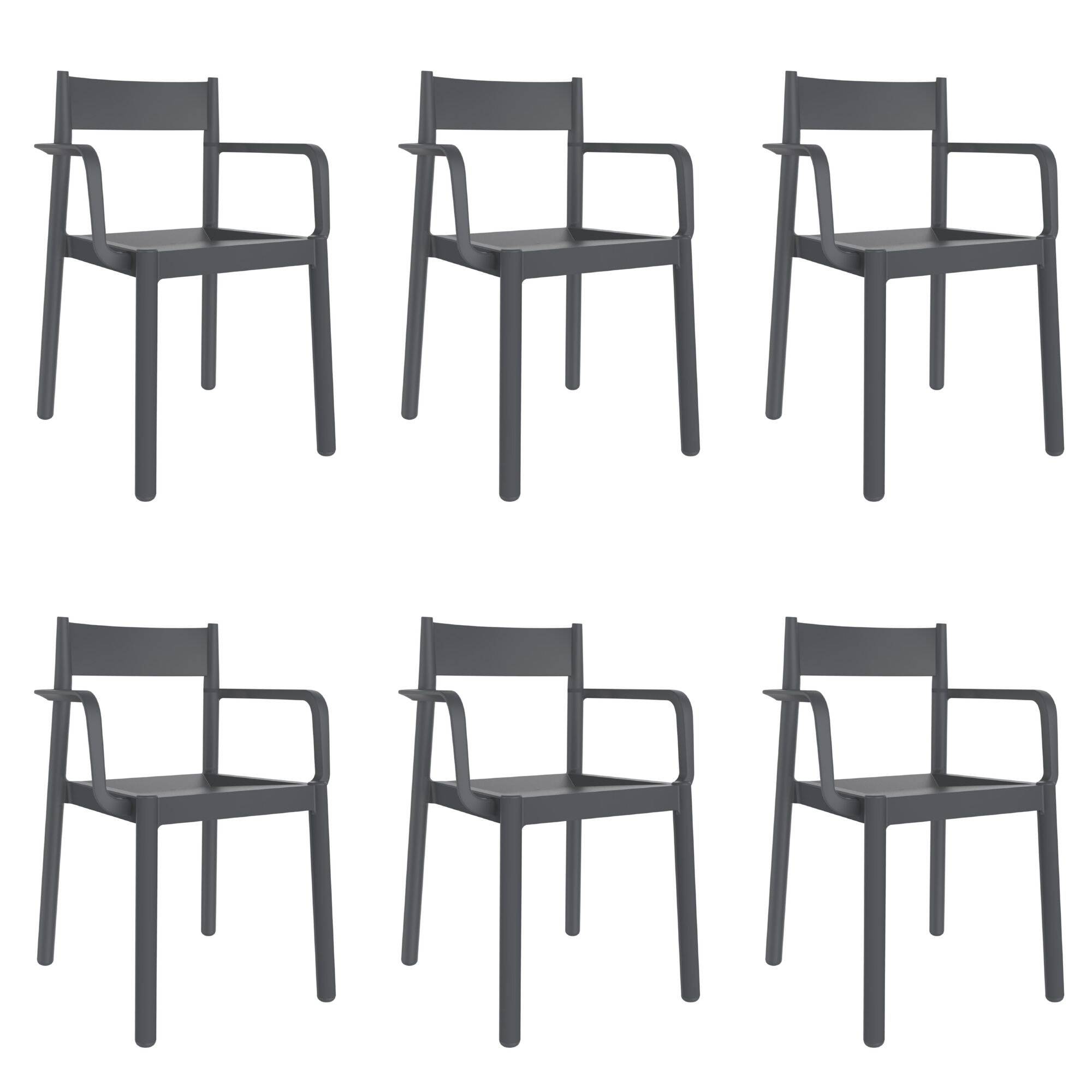 Set 6 fauteuils intérieur, extérieur gris foncé DANNA garbar - Image 1