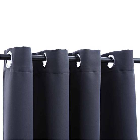 Rideaux occultants - Panneaux de rideau avec anneaux Métal 2pcs Anthracite 140x245cm - Image 3