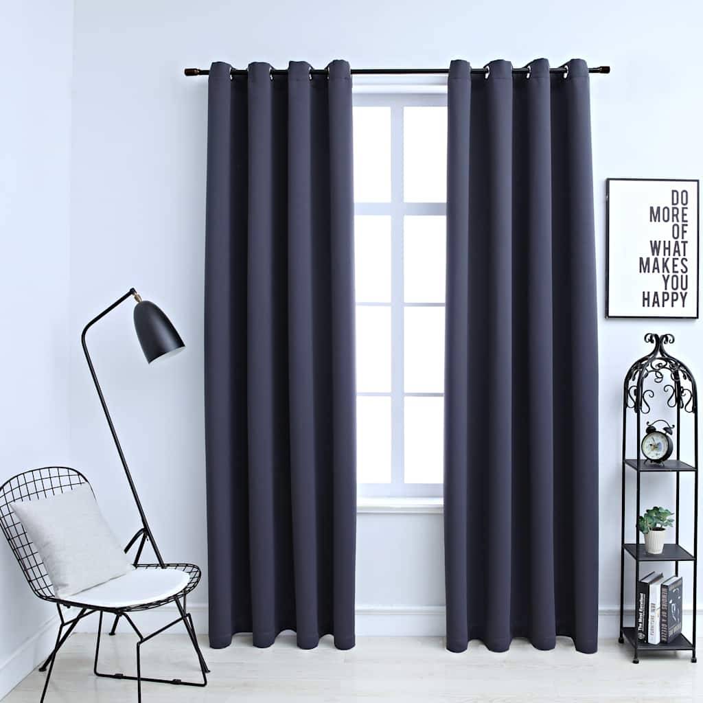 Rideaux occultants - Panneaux de rideau avec anneaux Métal 2pcs Anthracite 140x245cm - Image 2
