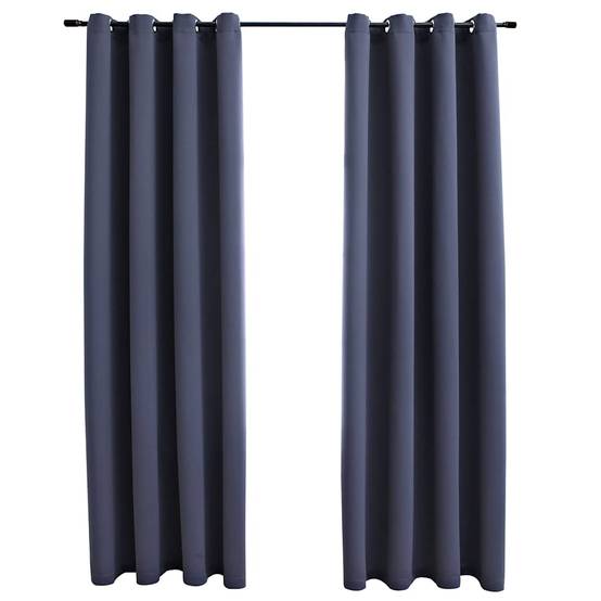 Rideaux occultants - Panneaux de rideau avec anneaux Métal 2pcs Anthracite 140x245cm - Image 1