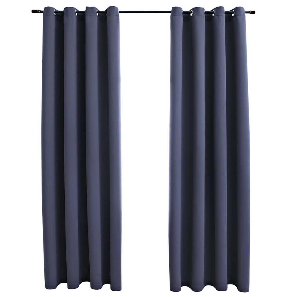 Rideaux occultants - Panneaux de rideau avec anneaux Métal 2pcs Anthracite 140x245cm - Image 1