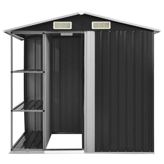 Abri de jardin 2.67m² - Cabane de jardin - Abri de stockage avec étagère Anthracite 205x130x183 cm Fer MAISON CHIC - Image 3