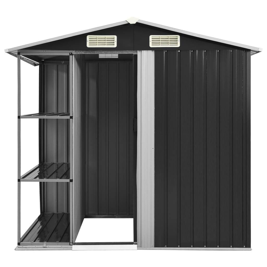 Abri de jardin 2.67m² - Cabane de jardin - Abri de stockage avec étagère Anthracite 205x130x183 cm Fer MAISON CHIC - Image 3