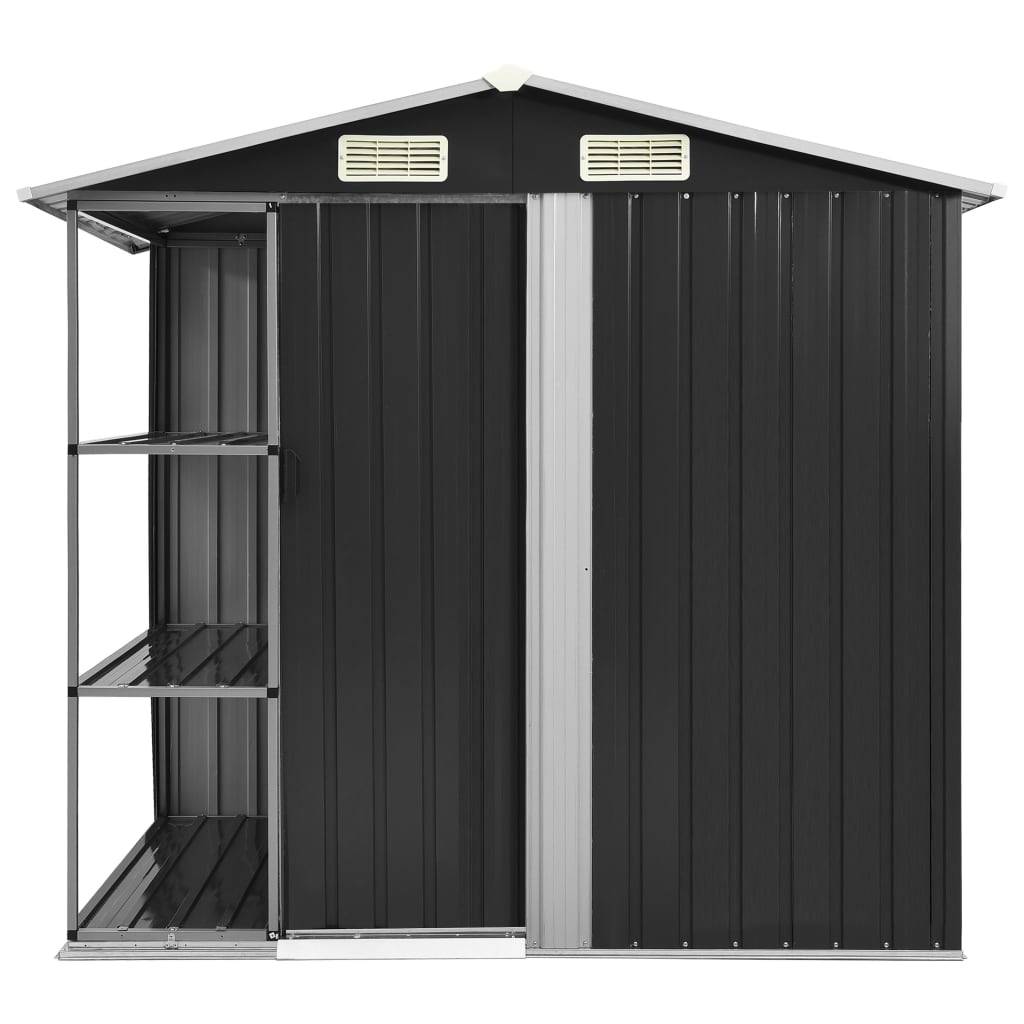 Abri de jardin 2.67m² - Cabane de jardin - Abri de stockage avec étagère Anthracite 205x130x183 cm Fer MAISON CHIC - Image 1