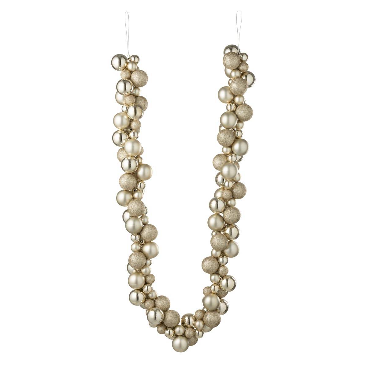 J-Line - Guirlande Boules de Noël "Night" 160cm Beige Clair