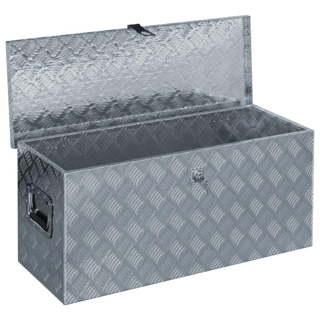 Helloshop26 - Boîte en aluminium outils caisse de rangement coffre à outils 90,5 cm argenté - Image 5