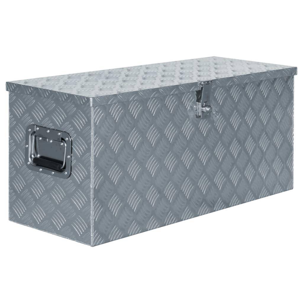 Helloshop26 - Boîte en aluminium outils caisse de rangement coffre à outils 90,5 cm argenté - Image 1