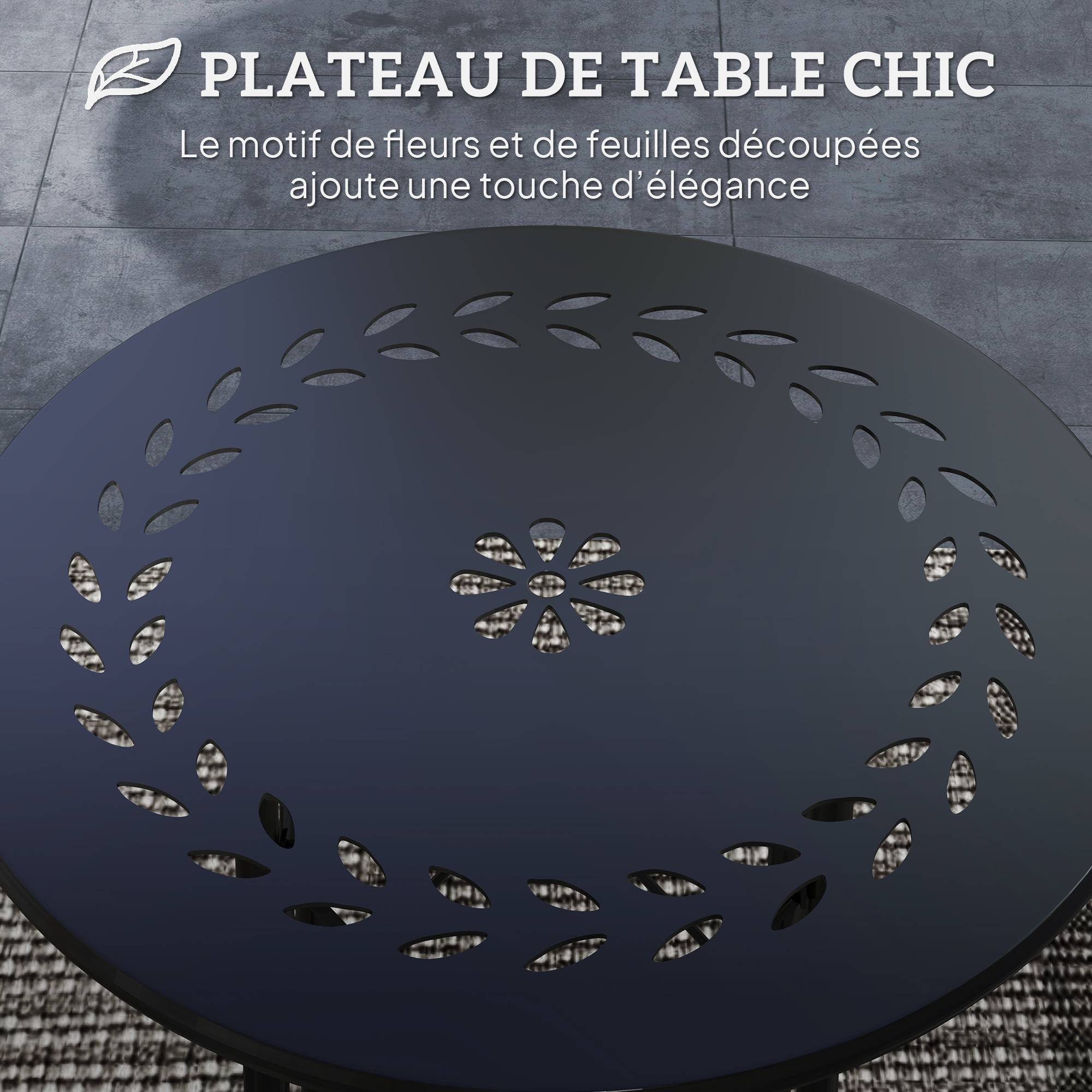 Table d'appoint extérieure acier noir 40 x 40 x 50 cm - PANGIVO - Image 6