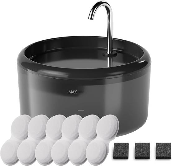 Fontaine a Eau Chat Automatique de 2,4L pour chat avec 6 Filtres + 3 Éponges