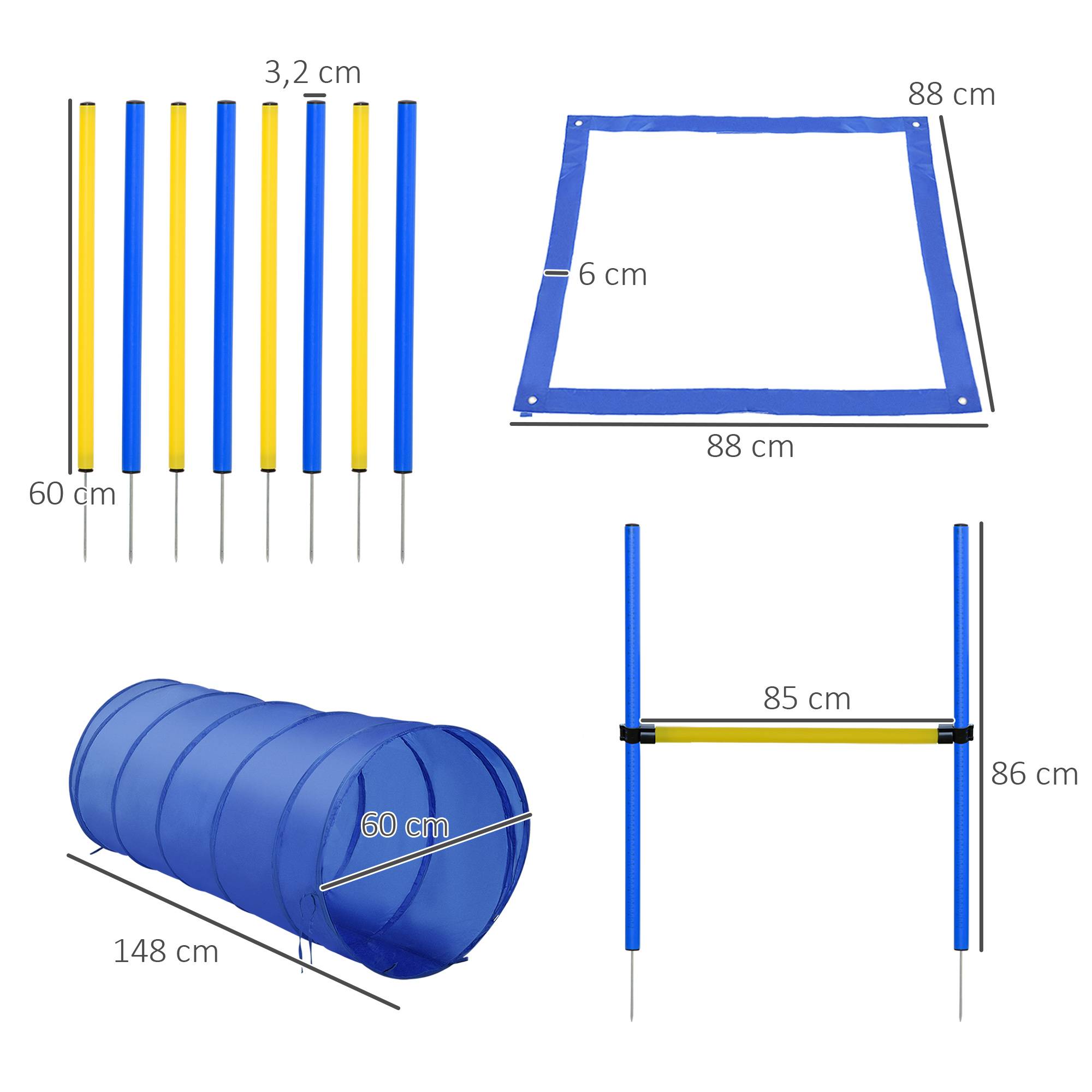 ComfortXL - Parcours agilité chien en plastique jaune et bleu 4 pièces avec tunnel et haie - ComfortXL Outdoor Living - Image 5