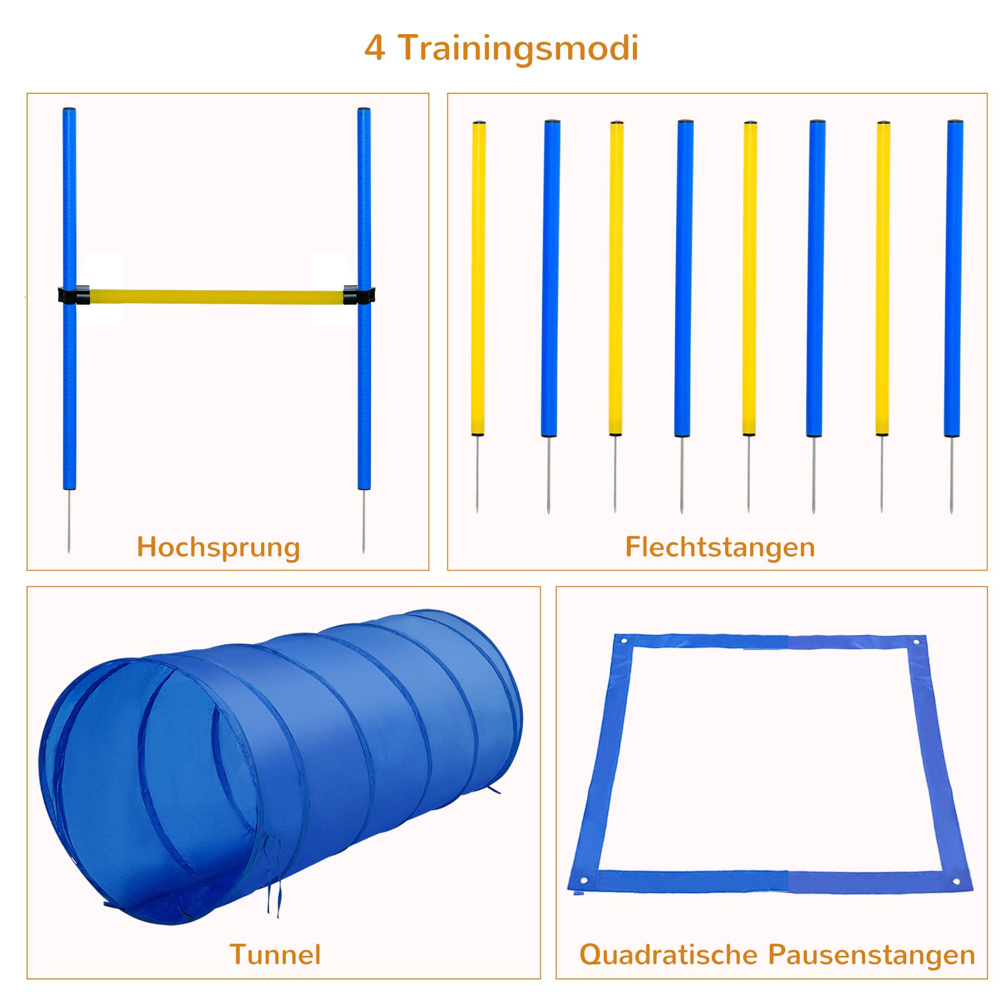 ComfortXL - Parcours agilité chien en plastique jaune et bleu 4 pièces avec tunnel et haie - ComfortXL Outdoor Living - Image 6