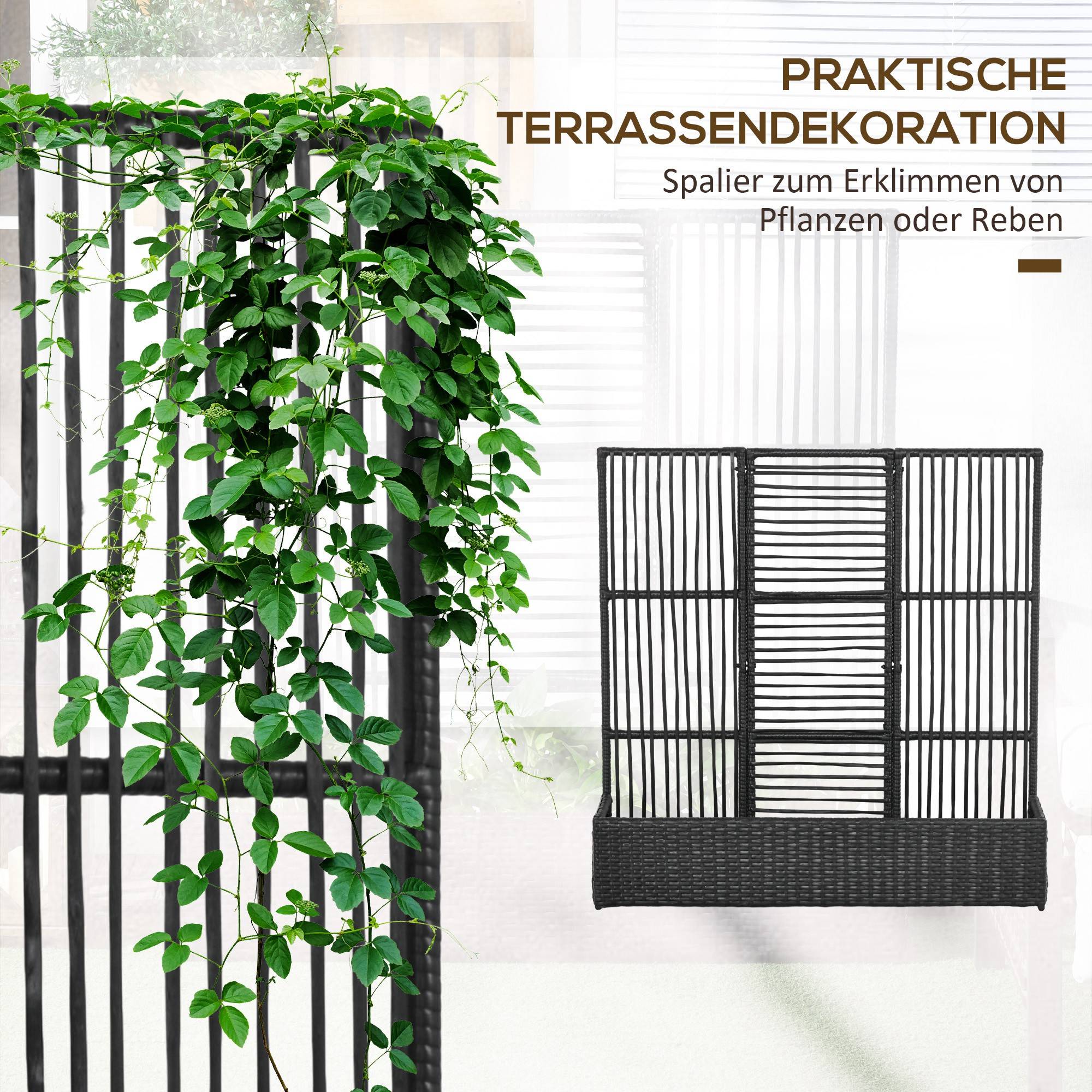 Jardinière avec treillis résine tressée noir 103 x 29 x 103 cm - PANGIVO - Image 6