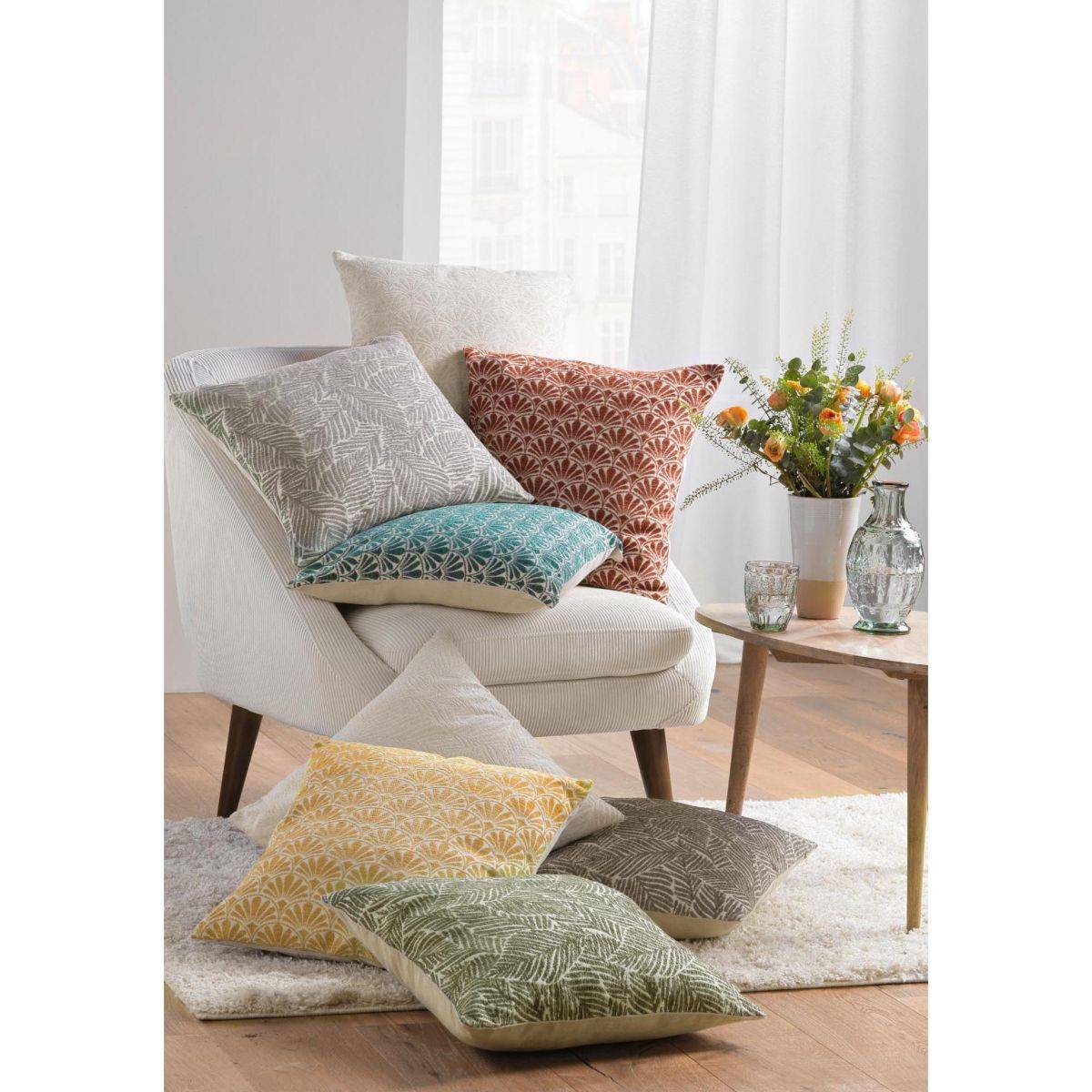 Housse de Coussin Jacquard "Vivo" 40x40cm Gris - Image 5