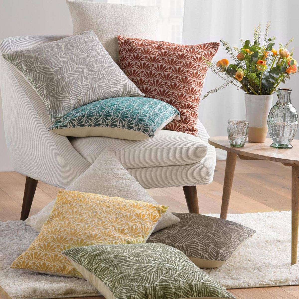 Housse de Coussin Jacquard "Vivo" 40x40cm Gris - Image 4