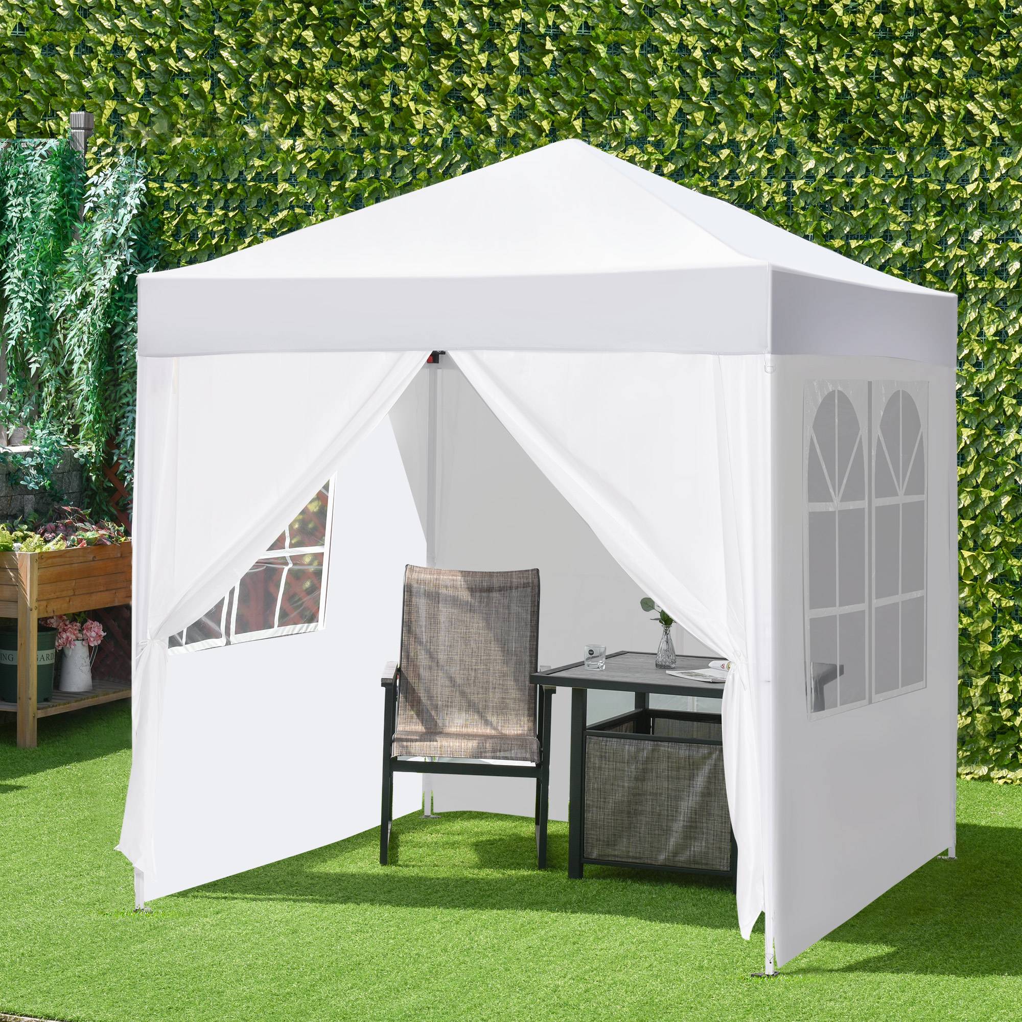 Tonnelle pliante acier tissu Oxford pour extérieur abri anti-UV 2x2m blanc - ComfortXL Outdoor Living - Image 3