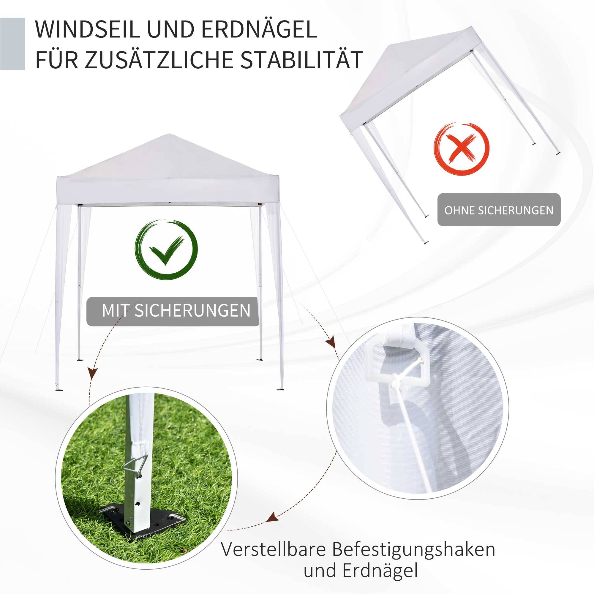 Tonnelle pliante acier tissu Oxford pour extérieur abri anti-UV 2x2m blanc - ComfortXL Outdoor Living - Image 7