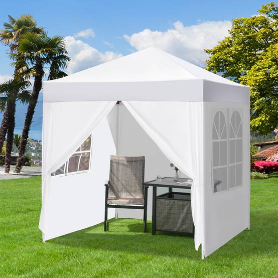 Tonnelle pliante acier tissu Oxford pour extérieur abri anti-UV 2x2m blanc - ComfortXL Outdoor Living - Image 4