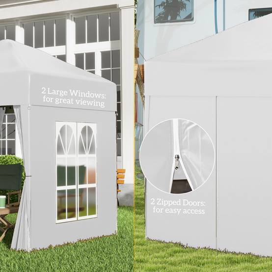 Tonnelle pliante acier tissu Oxford pour extérieur abri anti-UV 2x2m blanc - ComfortXL Outdoor Living - Image 9