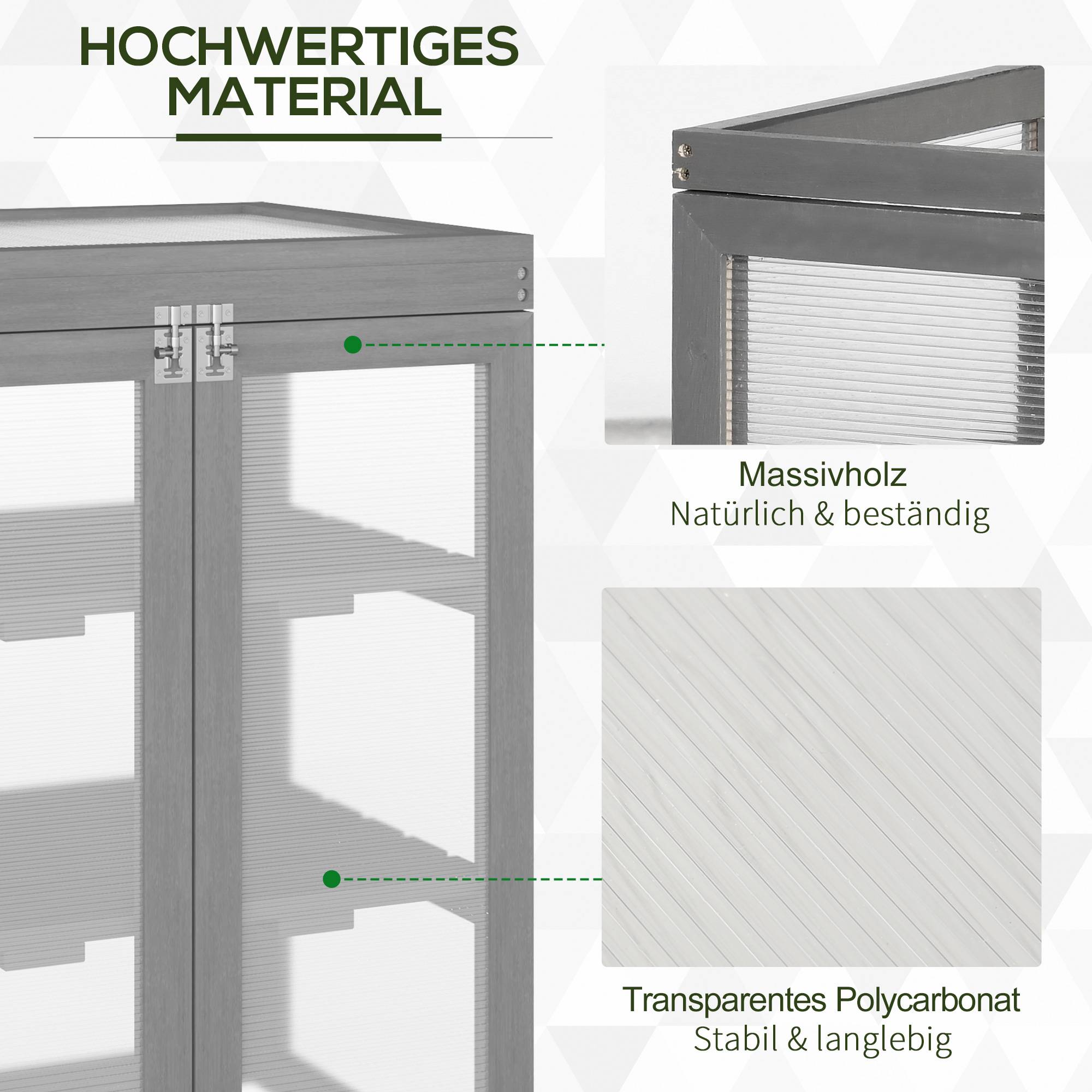Serre de jardin Bois et Polycarbonate Extérieur et Balcon Toit ouvrant 58x44x78cm Gris - ComfortXL Outdoor Living - Image 5