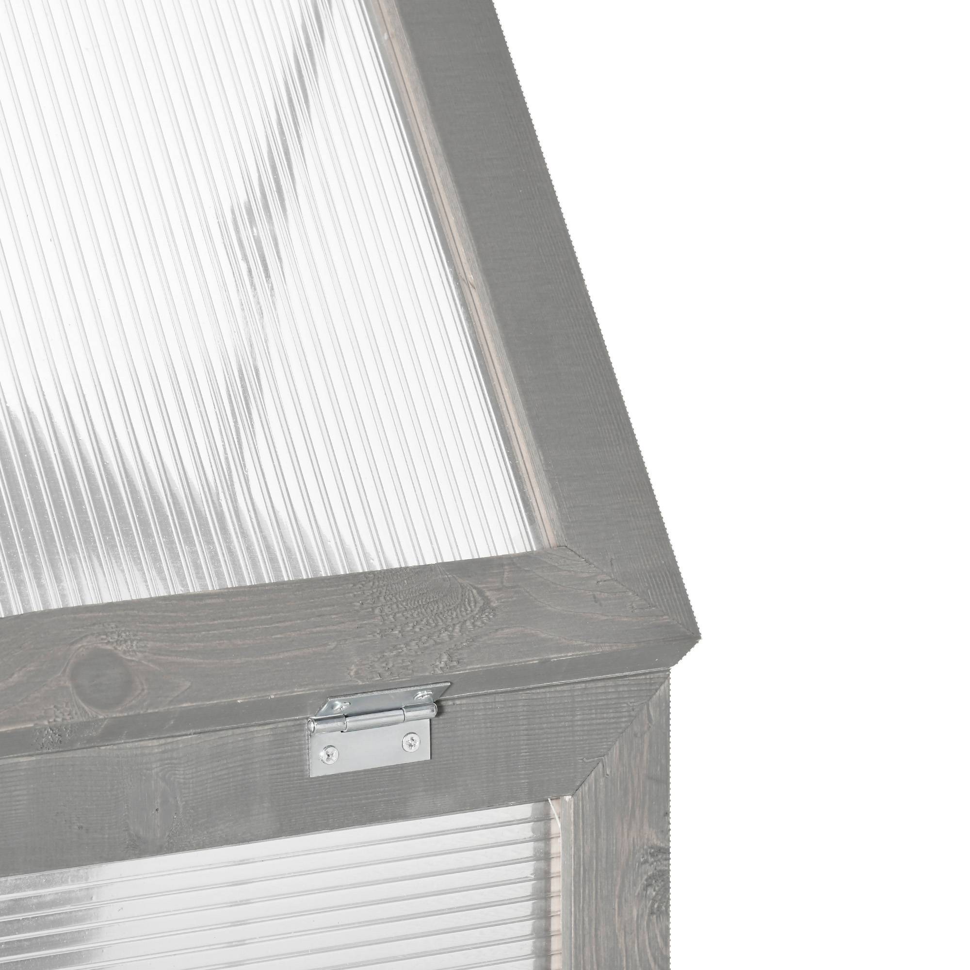 Serre de jardin Bois et Polycarbonate Extérieur et Balcon Toit ouvrant 58x44x78cm Gris - ComfortXL Outdoor Living - Image 9