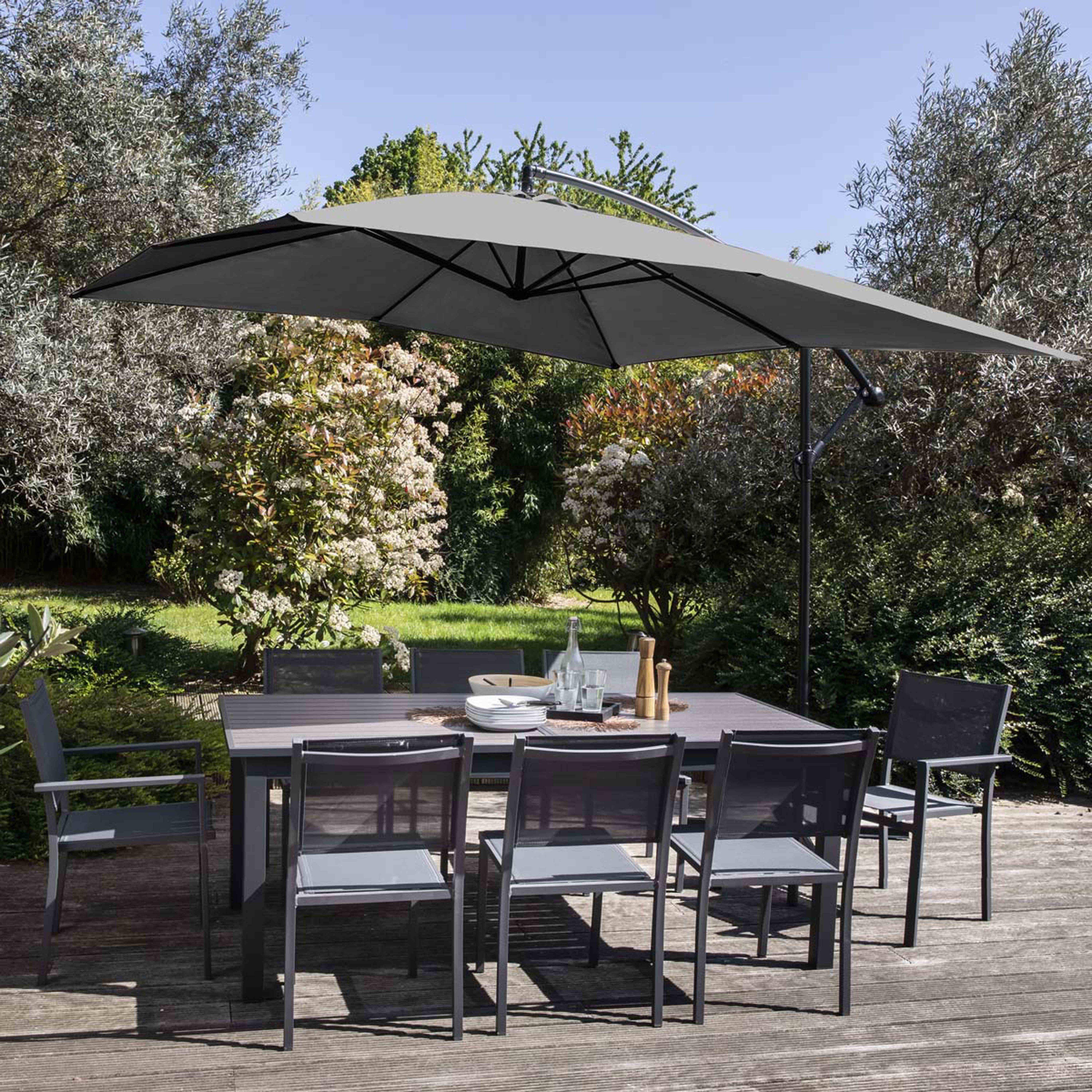 Oviala - Parasol déporté 3x3m acier gris anthracite Genova - Oviala - Image 2