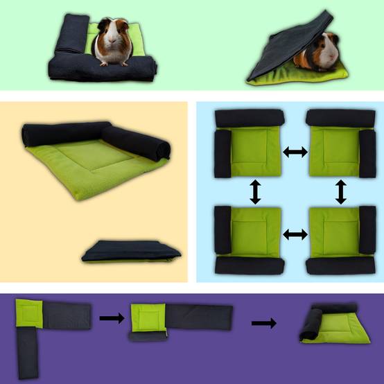 Coussin Polaire avec 2 Boudins Tunnels pour Cochon d'Inde et Lapin - Neo Solvo - Image 2