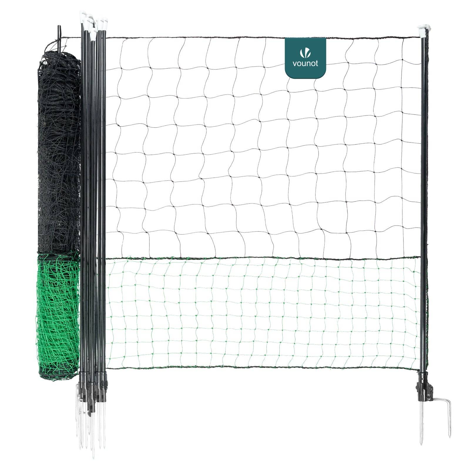 Vounot - Kit filet à poules 30m avec piquets double pointes - Clôture volaille avec porte d’accès - Enclos extérieur en PE vert - VOUNOT® - Image 1